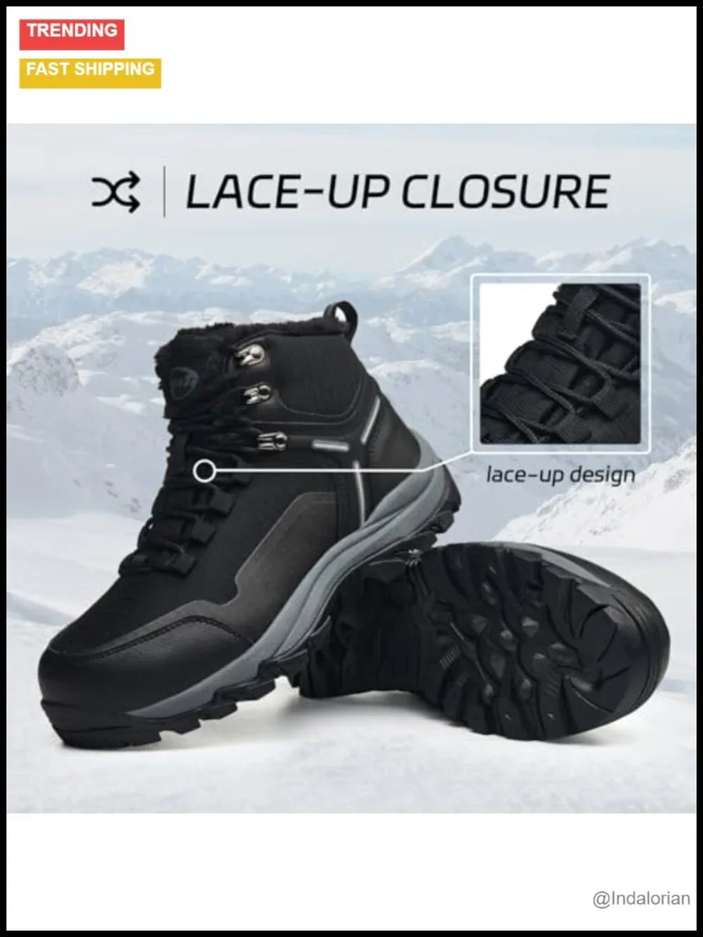 Waterproof Winter Ankle Booties Fur Lined Non-Slip Hiking Boots
